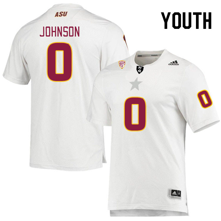 Youth #0 Isaiah Johnson Arizona State Sun Devils College Football Jerseys Stitched Sale-White - Click Image to Close
